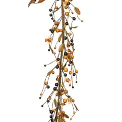 4-Foot Candy Corn Autumn Garland with Faux Leaves and Hand-Wrapped Berry Accents