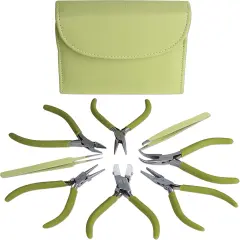 The Beadsmith Fashion Color Pliers &ndash; Slimline Color-Coordinated Tools &ndash; Matching Clutch in Beige &ndash; Jewelry Making Supply Kit to Create Necklaces, Bracelets, Earrings & More Light olive