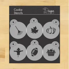 Fall Autumn Season Cookie & Cupcake Top Stencil Set | C1036 by Designer Stencils | Cookie Decorating Tools |