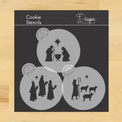 Nativity, Wisemen and Shepherd Cookie Stencil Set | C1012 by Designer Stencils | Cookie Decorating Tools | Baking Stencils for Royal Icing, Airbrush, Dusting Powder | Reusable Plastic Food Grade Stencil for Cookies | Easy to Use & Clean