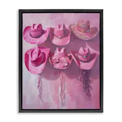 Stupell Industries Hanging Pink Cowgirl Hats Floating Frame Design by LSR Design Studio
