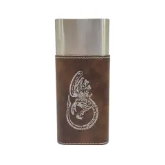 Cigar Case with Cutter - Alien Fossil Leather Rustic/Silver