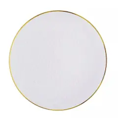 6 Clear 13 in Round Hammered Plastic CHARGER PLATES Gold Trim Party Decorations