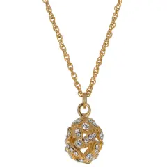 Majestic Crystal Leaves: 20-Inch Gold Tone Royal Egg Necklace
