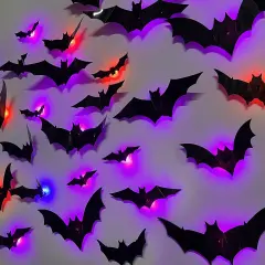 36 Pack Halloween Bats Wall Decor &ndash; Lighted