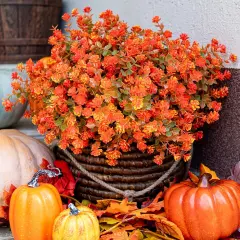 Artificial Mums Flowers Outdoor Plastic Plants - 12 Bundles