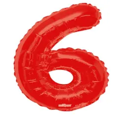 34" Numeral 6 Balloon - Red, 1ct