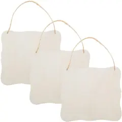 3pcs Unfinished Wood Sign Blank Hanging Wooden Plaque DIY Craft- Style 3, 9x6.5''
