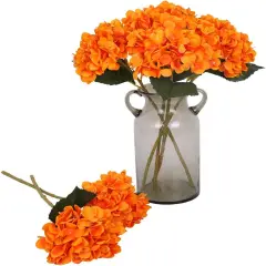 Orange Hydrangea Artificial Flowers - 6pcs