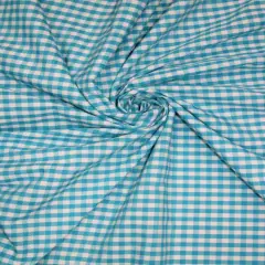 1 Yard Turquoise 1/8&Prime; Gingham Checkered Poly Cotton Fabric Lightweight Woven Non-Stretch 58/59 Inch Wide