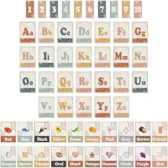 56Pcs Modern Boho Alphabet Poster for Classroom Wall Decor