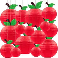 15Pcs Classroom Decor Red Apple-Shaped Paper Lantern