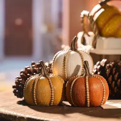 Set of 3 Resin Fall Pumpkin Decor