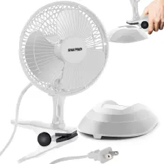 RamPro Portable Desk and Clip on Fan, 6 Inch Fans Small and Quiet Plug In, Small Personal Cooling Fan for Desk Home Office, 2 Speed, Adjustable Tilt White