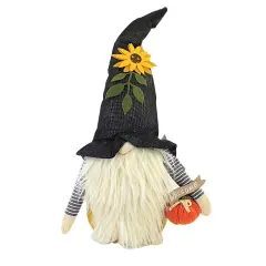 C & F 18.0 Inch Witches Hat Gnome Halloween Figurine , Lightweight Halloween Decor Pumpkin Sunflower Black