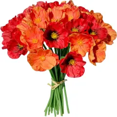 PU Red and Orange Poppy Artificial Flowers
