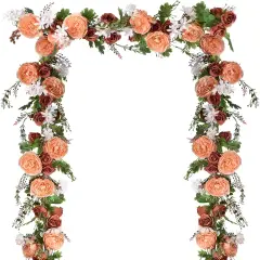 Artificial Peony Flower Garland - 6ft Silk Peony Orange Flower Garland Arch Flower Vine