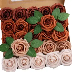 25pcs Artificial Flower Bouquets - Shades of Burnt Orange