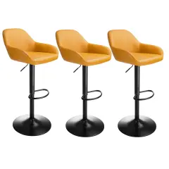 Set of 1/2/3/4 Mid-Century Modern Leatherette Gaslift Adjustable Swivel Bar Stools