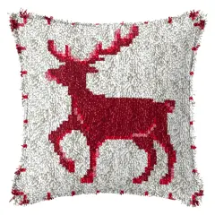 MIAOLLUN Latch Hook Kit, Christmas Latch Hook Kits for Adults DIY Decorative Pillowcase Embroidery Cross Stitch Arts Craft for Home Sofa Furniture 17X17inch Christmas Reindeer