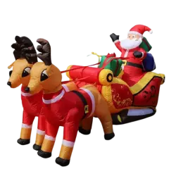 7.2ft Long Christmas Inflatable Santa on Red Sleigh LED Lighted Blow-up Yard Dec