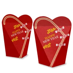 Big Dot of Happiness Lunar New Year Party Favors - Gift Heart Shaped Favor Boxes for Women - Set of 12