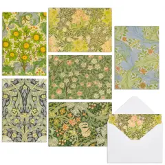 The Gifted Stationary 36-Pack Stationery Cards and Envelopes, Floral Patterns designed by William Morris, All Occasion Notecards, Blank Inside (5x3.5 in) - Note Cards with Envelopes Green