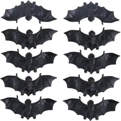 10 Pieces Fake Bats Wall Decor - Black
