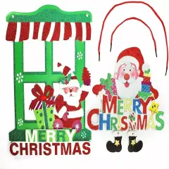 Merry Christmas Glitter Door Hanger Christmas Tree Ornament Signs Pattern B 2pcs