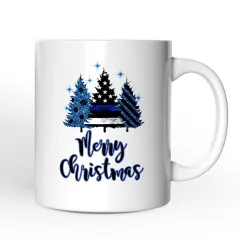 Police Officer Back The Blue Christmas Trees, Retirement Mug Gift