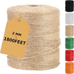 1800Feet Natural Jute Twine String, Bulk Hemp Jute Rope Cord Twine for Crafts Gardening, Gift Wrapping, Arts & Crafts, Wedding D&eacute;cor, Packing Material Burlap Ribbon, Christmas Twine