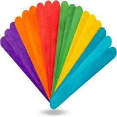 60 Pcs 6&rdquo; Colored Jumbo Wooden Craft Sticks, Rainbow Wooden Popsicle Sticks, Wide Lollipop Sticks, Treat Sticks Ice Pop Sticks fir Creative Designs or Home Art Projects