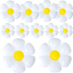 11PCS Daisy Balloons,Huge White Flower Daisy Foil Mylar Balloons for Baby Shower Wedding Groovy Boho Daisy Birthday Party Decorations (43in''28in''16in'')