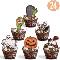 24 Pcs Halloween Cupcake Toppers