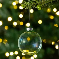 Northlight Iridescent Glass Christmas Ball Ornaments - 3.25" (80mm) - Transparent Green - 4ct