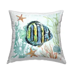 Tropical Striped Fish Outdoor Printed Pillow Design by Carol Robinson, 18 x 7 x 18