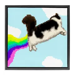 Stupell Industries Whimsical Cat Flying Framed Floater Canvas Wall Art Design by June Erica Vess