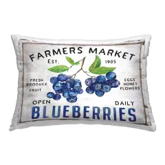 Farmers Market Bluberries Decorative Printed Throw Pillow Design by Creatif Belle, 14 x 7 x 20