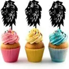 LionProfile Silhouette Acrylic Cupcake Toppers 12 pcs