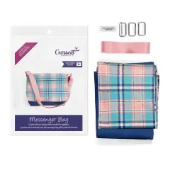 Crosscut Sewing Co.&reg; Messenger Bag Sewing Project Kit for Beginners Plaid flannel
