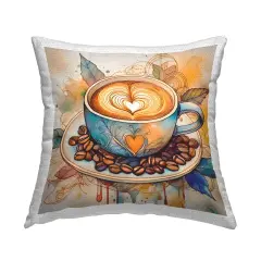 Modern Caf&eacute; Latte Outdoor Printed Pillow Design by Alina Georgescu, 18 x 7 x 18