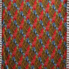 72" L x 45" W Split Leaf Rayon Sarong with Fringes Fabric Charcoal Gray