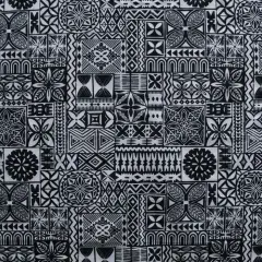 1 Yard Traditional Polynesian Tapa Design Polyester Fabric, 60 Inches Width Black/White