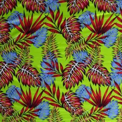 1 Yard All Over Split Leaves Sarong with Fringes Rayon Fabric 72" L x 45" W Lime