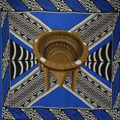 Kingdom of Tonga Kava Bowl All Around Border Crossing pattern Polyester Sarong 72" L x 45" W Blue