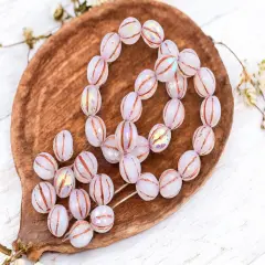 *12* 10mm Copper Washed Crystal Opaline AB Faceted Round Melon Beads