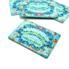 Blue Flowered Ouija Board Pendant Charms, 38x58mm
