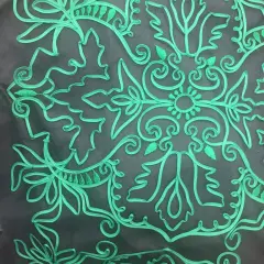 1 Yard Black Background Emerald Green Ribbon Lace Fabric 60 Inches Wide