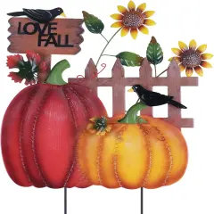 Fall Garden Stakes with Pumpkins