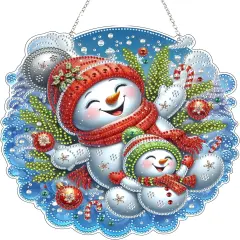 DIY Acrylic Diamond Art Painting Wreath Kits (Christmas Snowman)